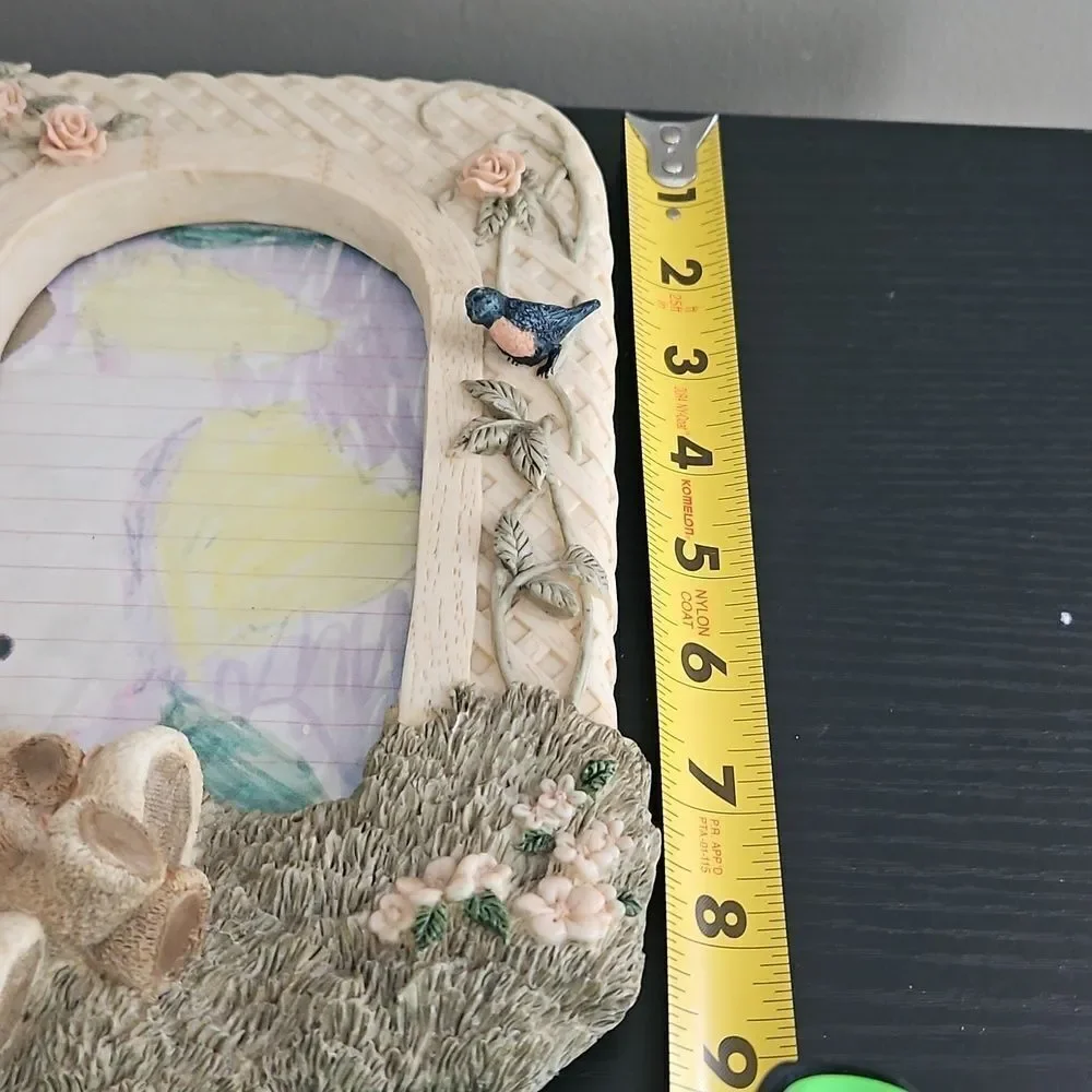 Vintage  Ceramic Photo Frame With Little Girl Bear